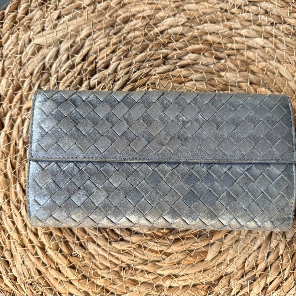 Bottega Veneta Metallic Intrecciato Long Wallet - Pre Owned